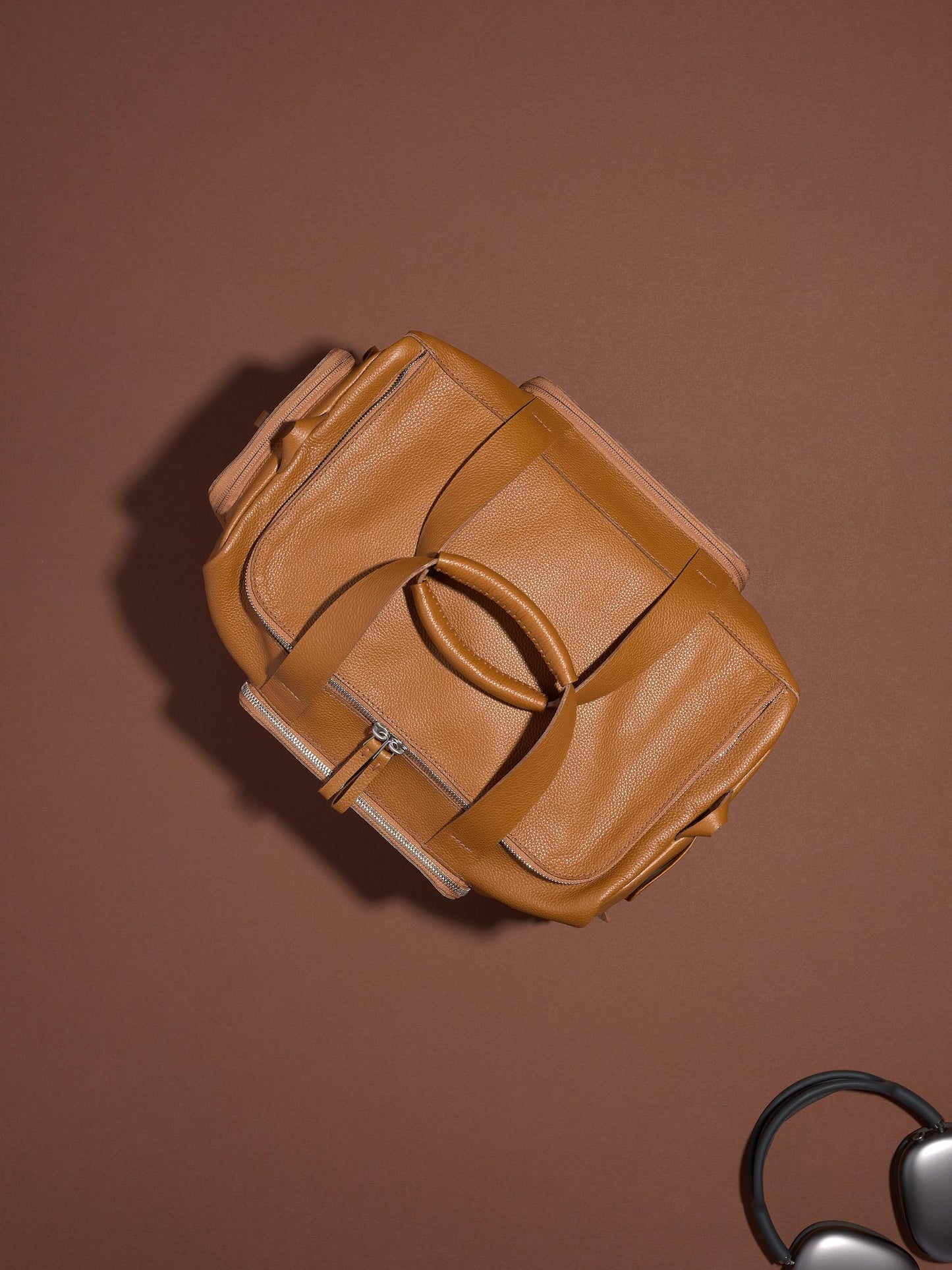 Black Full-Grain Leather Sport Bag | Gym Carryall
